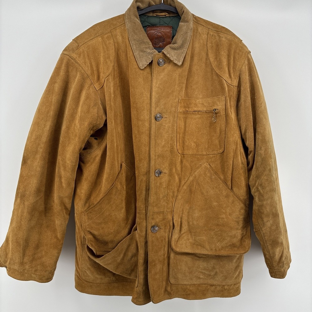 VTG Golden Bear Jacket Mens Large Suede‎ Leather Corduroy Collar Made USA